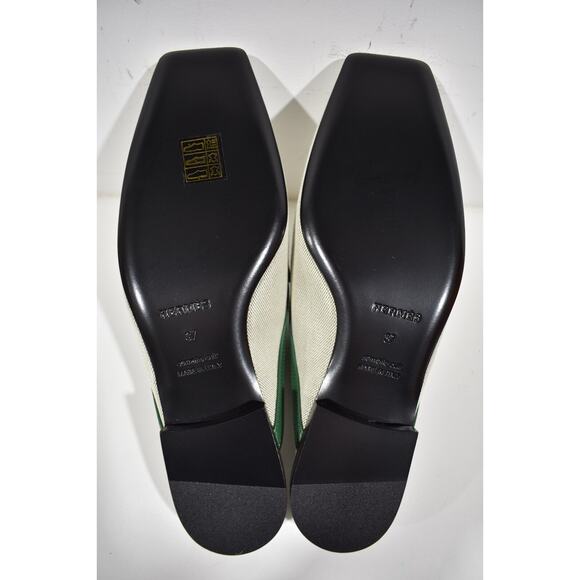Hermes Groupie Mule Cactus Green Leather Canvas Backless Mule Slide Flat 37 - Picture 12 of 12